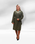"Taybe" Dress - Midi length in the color 'olive'