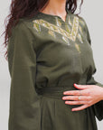 "Taybe" Dress - Maxi length in the color 'olive'