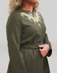 "Taybe" Dress - Midi length in the color 'olive'