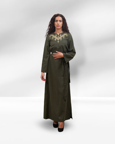 "Taybe" Dress - Maxi length in the color 'olive'